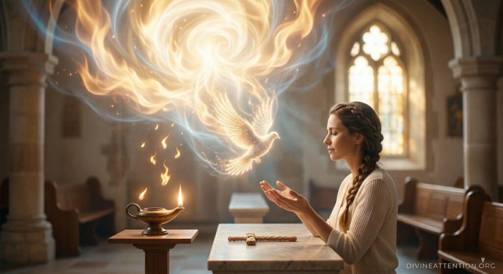 Christian praying for Holy Spirit power and revival