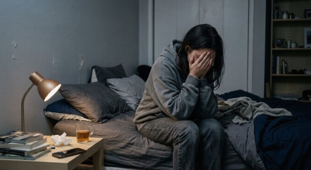 depressed person sitting